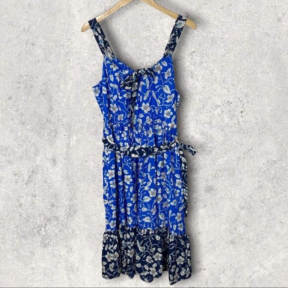 New Eliza J Floral Bow Tie Back Midi Sundress Blue Size 16 Nordstrom Pocket boho - Picture 5 of 12
